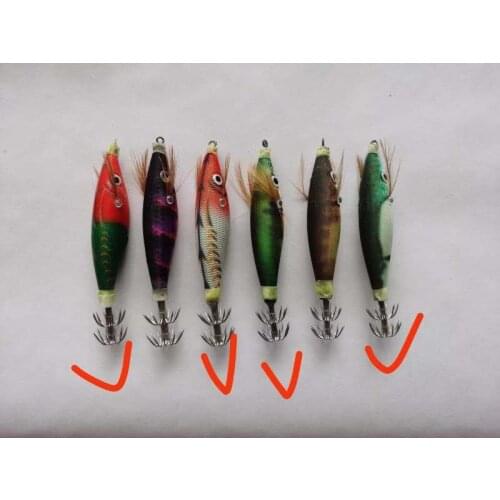 20Pcs Fishing Lure 6cm Shrimp Bait Squid Hook Jigs Octopus Cuttlefish Wood Shrimp Hard Baits
