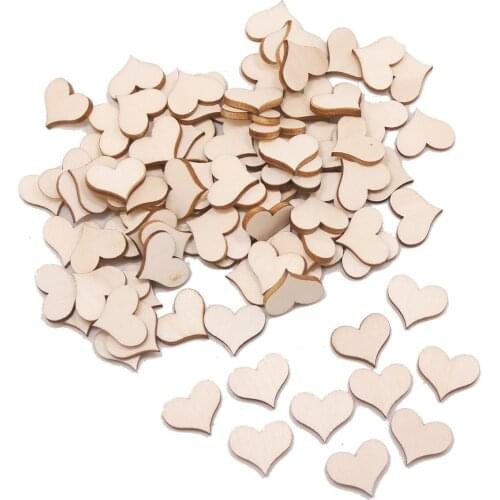 20pcs 17mm Unfinished Wooden Heart Blank Slices Discs Blank Wood Cutout DIY Crafts Natural Crafts Supplies Wedding Ornaments