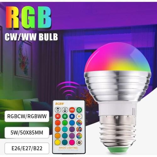 RGB W/WW Decorat Lamp Bulb Aluminum Festival Atmosphere Lamp Living Room Bar Colorful Remote Control Color Changing LED Bulb
