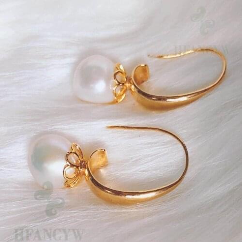 White Baroque Pearl Earring 18k Hook Party Earbob Mesmerizing AAA Jewelry Wedding Classic Real Luxury Flawless Dangle