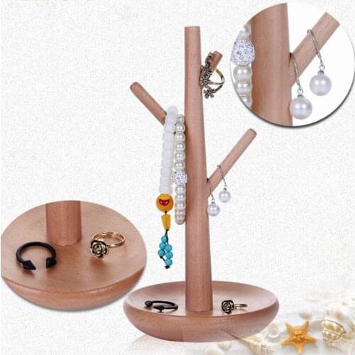 Earring Jewelry Display Rack Wood Stud Necklace Keychain Organizer Ornament Tree Hanger Showcase Holder Stand