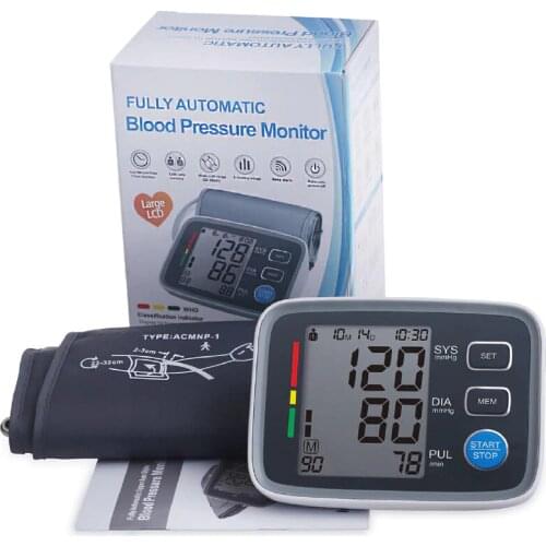 Accurate Upper Arm Hight Blood Pressure Symptoms Monitor Heartbeat Indicator Tonometer Sphygmomanometer Heat Rate Meter U80EHB