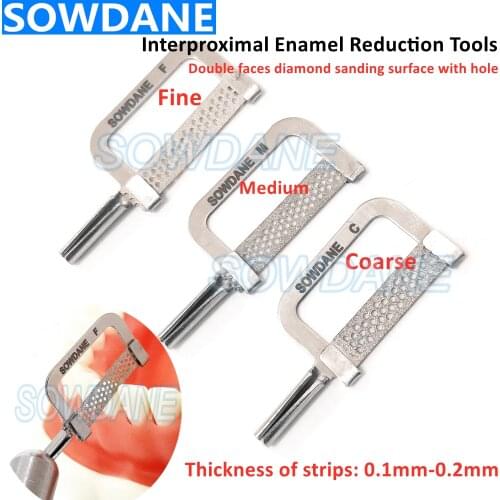 Dental Interproximal Enamel Grinding Reduction Automatic Strips Handle Use Double Sides Strip Diamond sanding Surface with hole