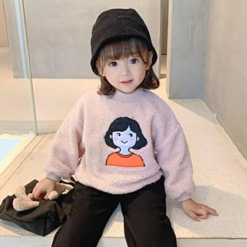 Girls' Hoodies Sweatshirts Kids Underwear 2021 Printed Plus Velvet Thicken Warm Winter Autumn Cotton Tops Fleece Childrens Clot