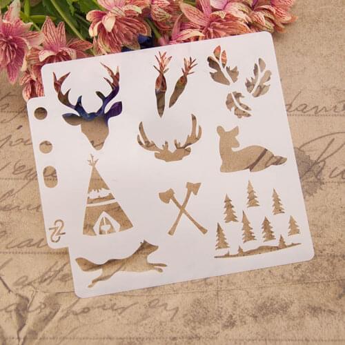 Deer Layering Stencils for Diy scrapbook/photo album Decorative Embossing coloring,painting stencil,home decor
