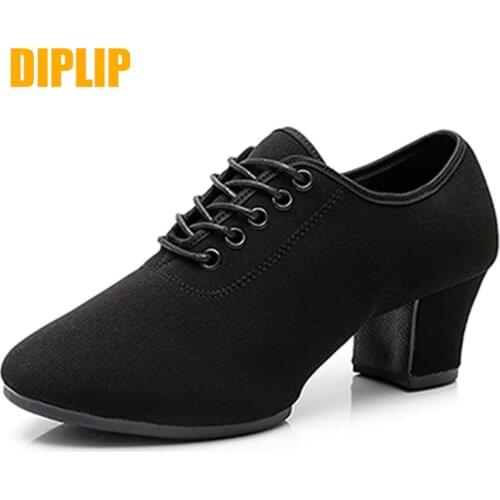 DIPLIP New Latin Dance ShoesTango Salsa Girls Woman Adult Modern Ballroom Dance Shoes Teacher Shoes 3.5/5cm Oxford Sneakers