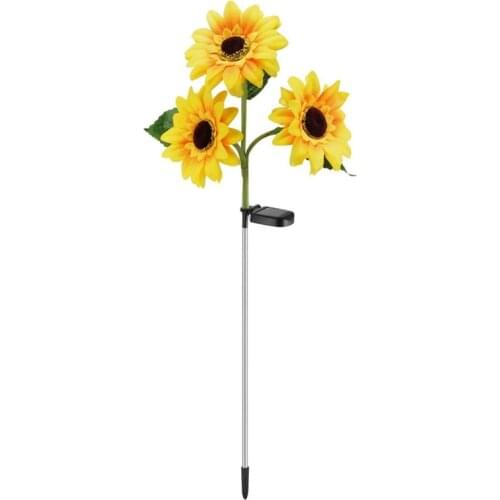 Solar Powered Sunflower Lights Outdoor Solar Garden Stake Lights Upgraded LED Solar Powered Light with 3 Sunflower