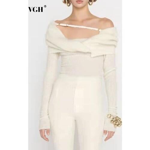 Женские пуловеры с открытыми плечами VGH China At AliExpress