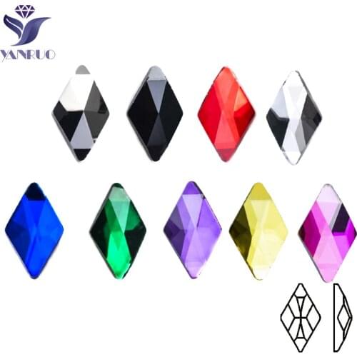 YanRuo 20pcs 6x10mm Nail Art Rhombus Crystal Glass diamond jewelry Flat bottom shaped Diamond Nails Decorations