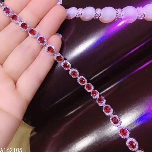 Fine jewelry 925 pure silver Chinese style natural ruby girl exquisite luxury noble oval gem hand chain bracelet support detecti