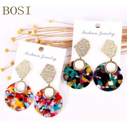 Small Earrings Fashion Jewelry Acrylic Women Resin Metal Dangle Boho Design Shape Earring Statement Hanging Za Earing Star New