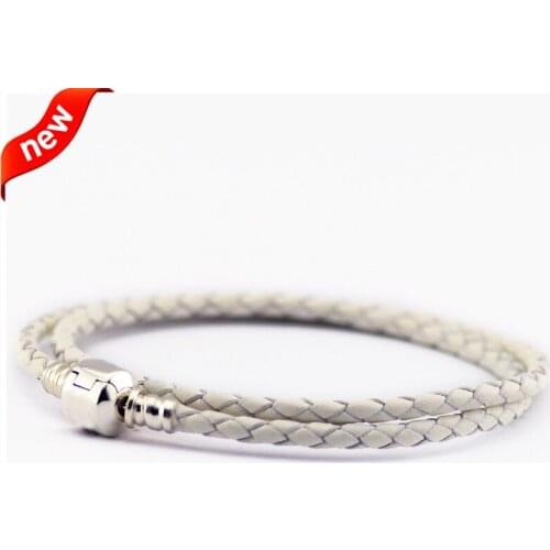 CKK Bracelet White Leather Double Bracelets Women Pulseira Feminina Masculina Pulseras Mujer Silver 925 Sterling jewelry