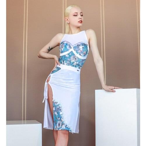 Patchwork Latin Dance Dress Women Backless Fringe Costume Samba Rumba Tango Dancing Clothes Prom Latina Competition Dress