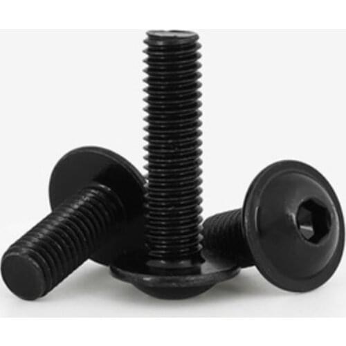 10-20pcs M3 m4 m5 m6 m8 grade 10.9 black Half Round Button Flange Head With Washer Inner Hex Socket Allen Screws Bolt