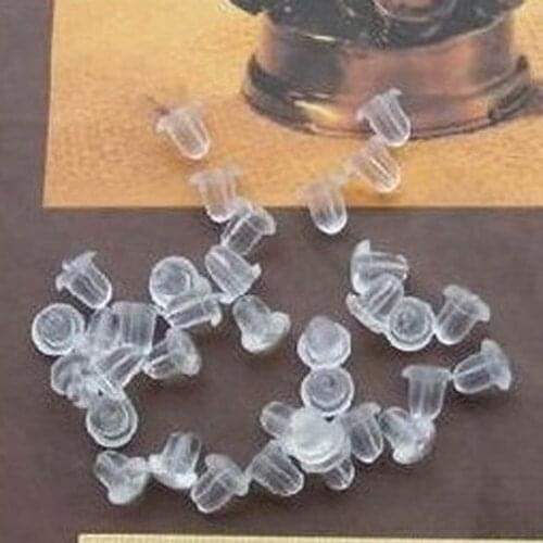 100pcs/lot Earrings Jewelry Accessories Bullet Plastic Ear Plugging blocked Earring back DIY