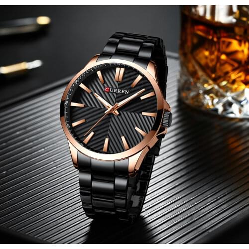 2019 Simple Design CURREN New Men Fashion Business Stainless Steel Wristwatch Luxury Brand Gents Gift relojes hombre
