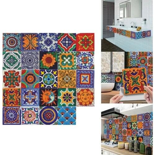 24PCS Self Adhesive Mosaic Brick Tile 3D Sticker Kitchen Bathroom Wall Stickers