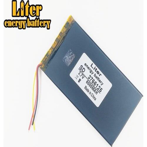 3 line 3.7V,6000mAH 3766125 Polymer lithium ion / Li-ion battery for tablet pc BANK,GPS,mp3,mp4