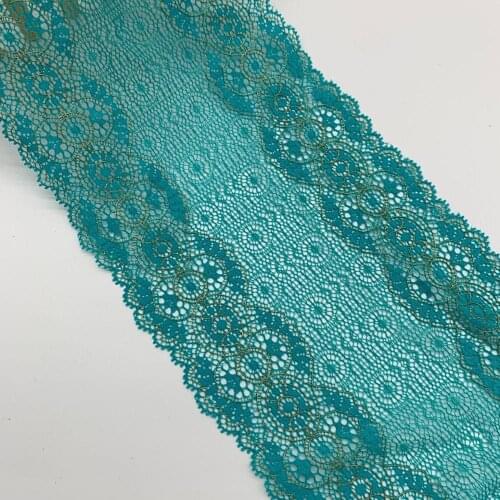 3y/lot 14.50cm Teal Blue With Gold Lace Trim For Lingerie Skirt Hem Sewing Craft DIY Apparel Fabrics Lace Garment Accessory