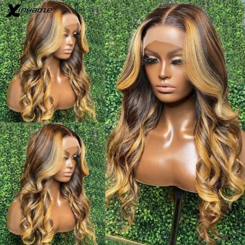 #4/27 Highlight Wig Brazilian Body Wave Wig Lace Front Human Hair 4x4 Lace Closure Wigs Honey Blonde Ombre Lace Frontal Wig Remy