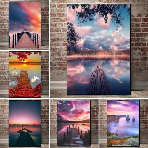 Watercolor Abstract Landscape Hand Painted Canvas Painting Wall Art Posters and Prints Picture for Living Room Decor No Frame