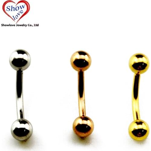 Showlove Titanium Anodized Eyebrow Ring Banana Curved Barbell Rings Piercing Mixed 4Colors Body Jewelry