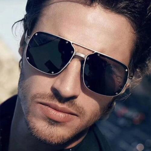 AOZE 2020 High Quality Retro Square Pilot Sunglasses Men Fashion Brand Designer Casual Rivet Driving anti-glare Sunglasses UV400