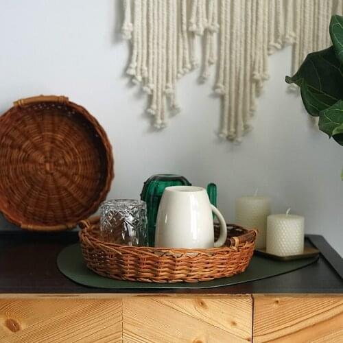 Bamboo Handmade Storage Basket for Kitchen Home Tableware Food Fruit Cake Bread Display Holder Bread Basket Bakeware Storage
