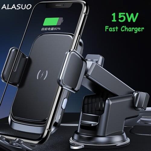 15W QI wireless charger Car Phone Holder Suction Cup Adjustable Holder Stand Car Phone Charge For iPhone 12 11 Pro Max Xiaomi 11