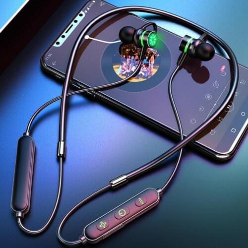 BT69 Bluetooth Earphones Durable Intelligent Noise-reduction Wireless LED Light Headsets Portable Waterproof Neckband Headphones