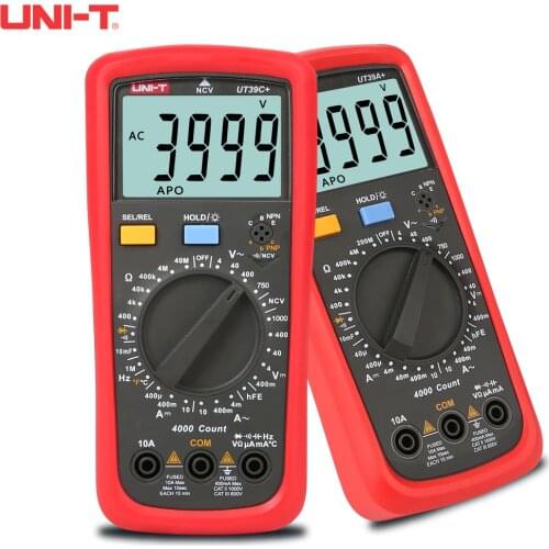 UNI-T UT39A + UT39C + Auto Range Digital Multimeter with Backlit LCD Display, Data Hold Multimeter Tester