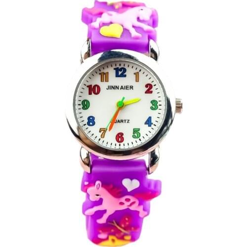 Kids Children Girls Boys Students Rainbow Unicorn Dinosaur Colourful Silicone Watches Lovely Stars Party Gift Quartz Wrist Watch