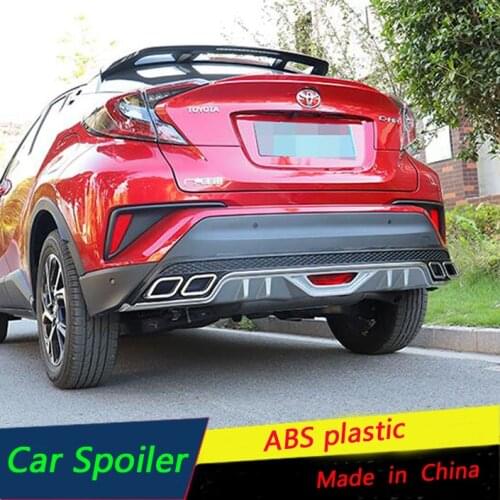 For Toyota CHR C-HR 2018-2019 Rear Spoiler Bumper Diffuser Protector Body kit bumper rear shovel lip rear spoiler black/red abs