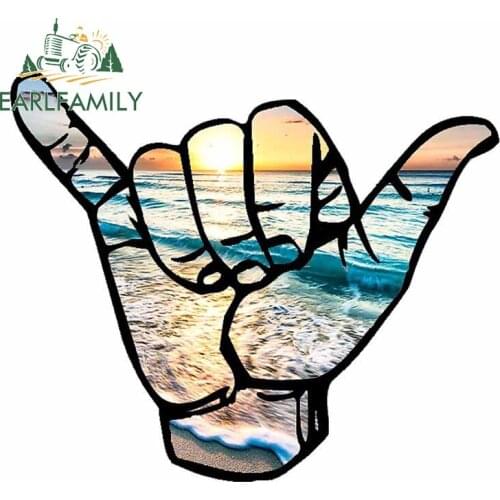 EARLFAMILY 13cm x 11.1cm Vinyl Car Wrap For Shaka Cancun Personality Car Sticker Occlusion Scratch Decal Motorcycle Decoration