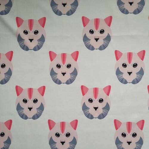 Good White Thick Micro Stretch Dress Fabric Cats Printed Polyester Fabric Patchwork Sewing Material Diy Women Dress/Cheongsam