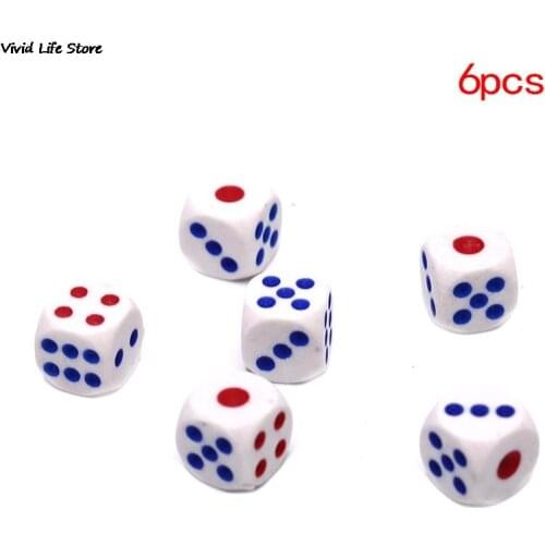New 6Pcs/Lot 10mm Drinking Dice Acrylic White Round Corner Hexahedron Dice Club Party Table Playing Games RPG Dice Set