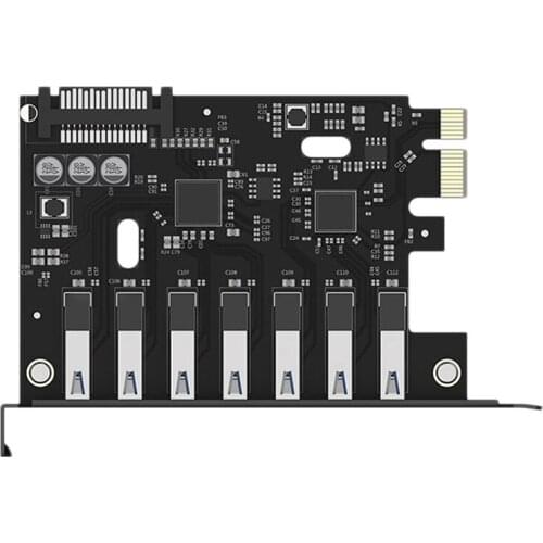 ORICO PVU3-7U-V1 Expansion Card 7 Port PCI-E Express Card PCIE Adapt PCI-E with a 15Pin SATA Power Connector Express Card for PC