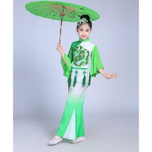 Chinese Traditional Folk Oriental Dance Costumes Girls Modern Yangko Dance Classical Fan Dance Costumes Stage Performance