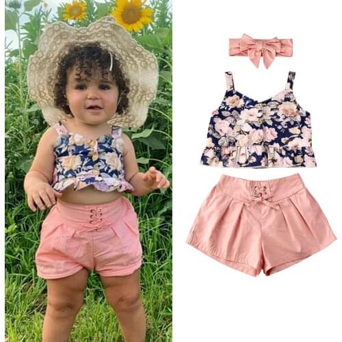 Baby girl print clothing set summer cute sweet infant baby kids clothes 0-24 months
