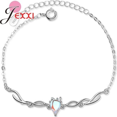 Korean Fashion 925 Sterling Silver Charming Bracelets Sparkling Opal Stone Antler Waterdrop Lady Jewelry For Dance/Party/Wedding
