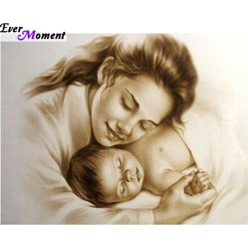 Diy 5D Diamond Cross Stitch Diamond Painting Kits Full Embroidery Mother And Child Needlework Diamond Mosaic Home Decor ASF574