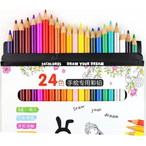 Nature Wood Color Pencil for Drawing 24 Different Colored Pencils Pack Stationery Office Accessories School Supplies Child