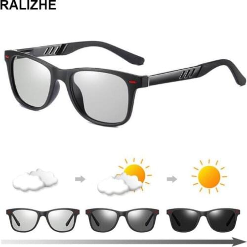 2019 New Men Women Luxury Brand Designer Polarized Photochromic Discoloration Sunglasses Black Square Sun Glasses UV400 Lenses