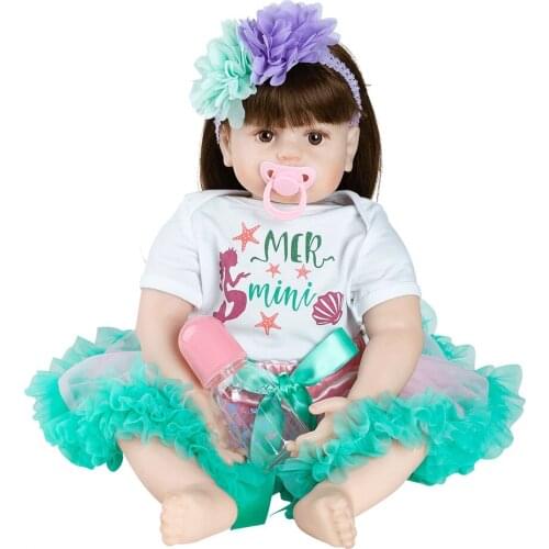New 60cm boneca Dolls Newborn Colored Baby Doll Toy Girl Reborn Vinyl Girls Dolls Children Mermaid Suit Suit Soft Silicone