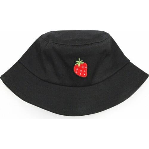 2021 Strawberry Fruit Embroidery Bucket Hat Fisherman Hat Outdoor Travel Hat Sun Cap Hats for Men and Women 177