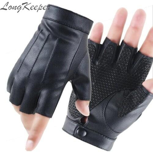 Men Half Finger Gloves Slip-resistant PU Motorcycle Fingerless Gloves High Quality Luvas Driving Training Fitness Guantes Gloves