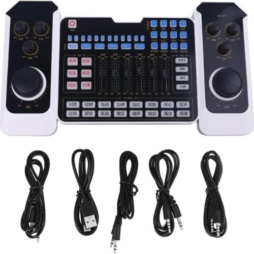 P82F USB Rechargeble Bluetooth Mixer Headset Microphone Webcast Live Streaming Sound Card for Recording Karaoke Singing