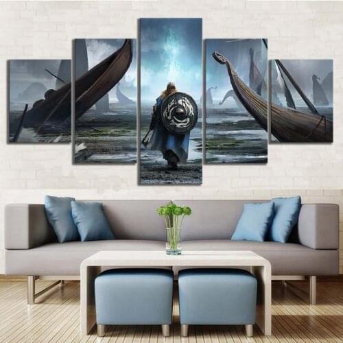 5 Pieces Vikings Movie Poster Wall Art Canvas Hd Printed Poster Paintings Modular Pictures For Living Room Home Decoration