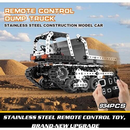 RC Dump Truck Building Blocks 2.4GHz 10 Channel RC Dump Truck Toy 934 PCS DIY Stainless Steel Assembly RC Car