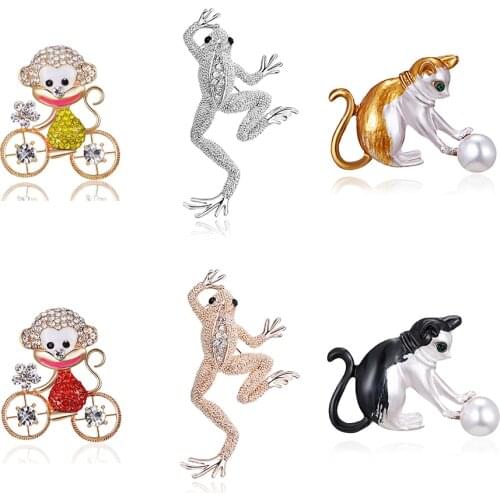 Rinhoo Cute Cartoon Dog Monkey Cat Frog Animal Enamel Brooch Backpack Badge Lapel Pins Cute Fashion Creative Button Pins Brooch